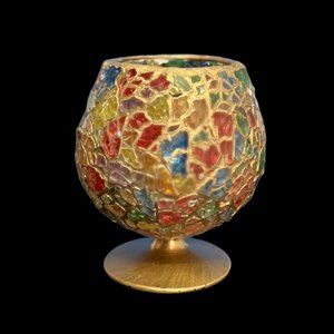 Mosaic Glass Pedestal candle holder
